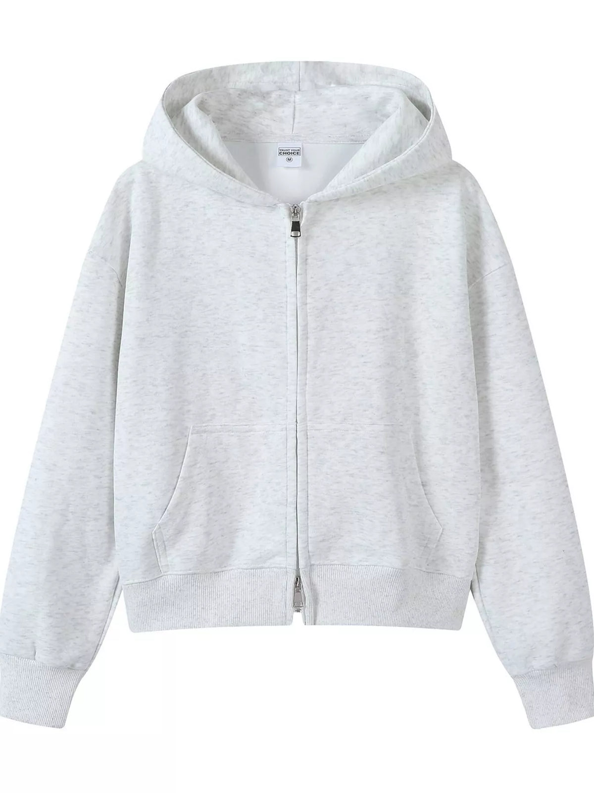 Full Size Casual Zip-Up Long Sleeve Hoodie Plus Size