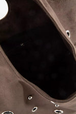 Fame Large Grommeted Suede Shoulder Bag