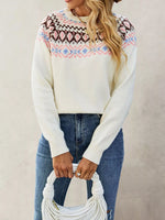Fair Isle Pattern Crew Neck Sweater