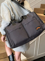 Plaid Duffel Bag with Multiple Pockets