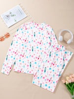 Christmas Pattern Long Sleeve Top and Wide Leg Pants Set