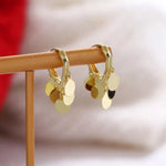 18K Gold-Plated Drop Hoop Earrings with Dangling Disc Charms