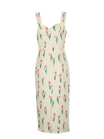 Tulip Print Twist Front Slit Cami Dress