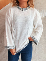 Contrast Trim Detail Round Neck Sweater