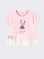 Children's Bunny Graphic Ruffle Hem T-Shirt