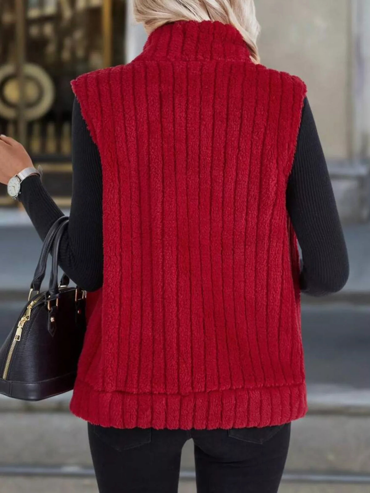 Full Size Fleece Zip-Up Vest Coat Plus Size