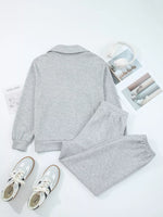 Zip Collar Long Sleeve Top and Drawstring Pants Set