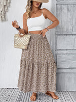 Plus Size Floral Print Tiered Skirt