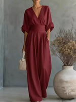 Full Size Half Sleeve Wide-Leg Jumpsuit Plus Size