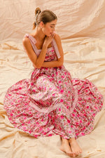 SO ME Floral Maxi Dress With Ribbon Tie Lace Strap