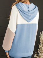 Drawstring Color Block Long Sleeve Hoodie