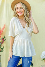 And The Why Textured and Soft V Neck Casual Top
