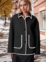 Contrast Trim Drop Shoulder Outerwear