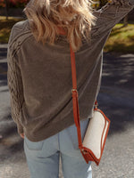 Contrast Cable Knit Sleeve Casual Sweater
