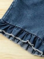 Children's Strawberry Crochet Trimmed Top and Denim Shorts Set