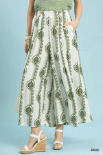 Umgee Geometric Boho Print Wide Leg Pants