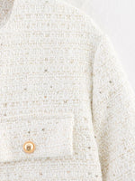 Tweed Button Up Cropped Outerwear