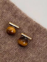 Tiger Eye Stone Stud Earrings
