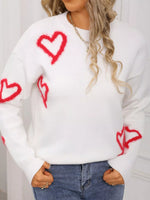 Valentine's Day Heart Print Crew Neck Sweater