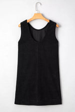 Corduroy Patch Pocket Sleeveless Mini Dress
