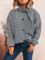 Striped Button Up Long Sleeve Cardigan
