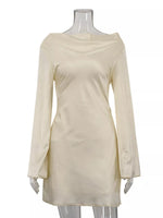 Backless Long Sleeve Mini Dress