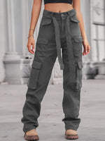 High-Waisted Multi-Pocket Cargo Jeans