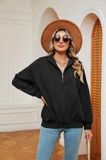 Half-Zip Dropped Shoulder Sweatshirt