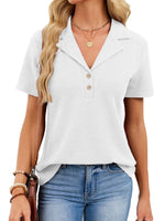Waffle Knit Button Detail T-Shirt
