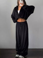 Zip Up Long Sleeve Outerwear and Pants Set