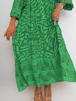 Printed Button Front Midi Dress