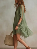 Chiffon V-Neck Flowy Mini Dress