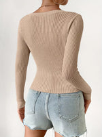 Ribbed Knit Button-Up Cardigan