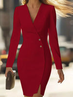 Long Sleeve Blazer Dress with Button Detail