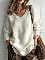 V-Neck Dropped Shoulder Sweater