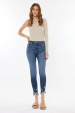 Kancan Raw Hem High Waist Cropped Jeans