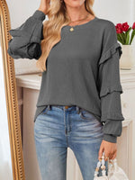 Ruffle Trim Long Sleeve Blouse