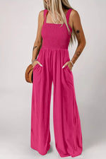 Smocked Bodice Wide Leg Jumpsuit