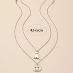 2 Piece Halloween Ghost & Pumpkin Pendant Necklace