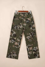 Vintage Style Floral Print High Waist Wide Leg Jeans