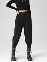 High-Waisted Buckle Detail Tapered Pants