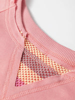 Striped Mesh Sleeve Patchwork Exposed Seam Top