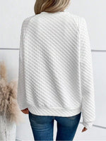 Textured Notched Raglan Sleeve Sweatshirt