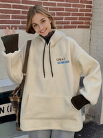 Drawstring Sherpa Kangaroo Pocket Hoodie