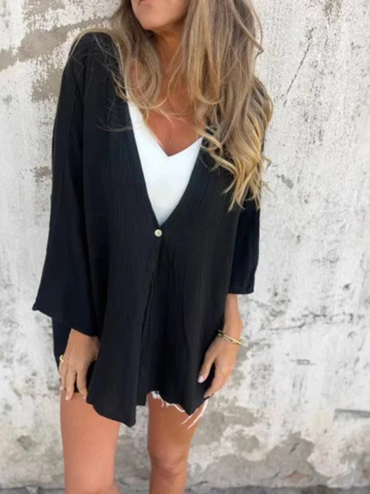 Full Size Oversized Button-Up Cardigan Plus Size