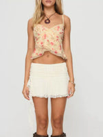 Floral Print Lace Trim Cami