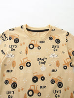 Children's Tractor Print Crew Neck Short Sleeve T-Shirt