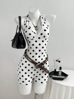Polka Dot Halter Neck Romper