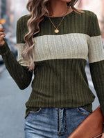 Color Block Round Neck Long Sleeve Sweater