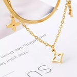 18K Gold-Plated Double Layered Charm Necklace